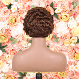 Mature Boss Style Affordable 4# Closure Lace Short Pixie Cut Wig 100% Human Hair