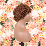 Mature Boss Style Affordable 4-30# Closure Lace Short Pixie Cut Wig 100% Human Hair